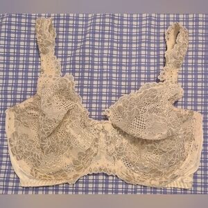 VTG Victoria's Secret Women's Cream Lace Full-Coverage Bra Sz 36DD EUC